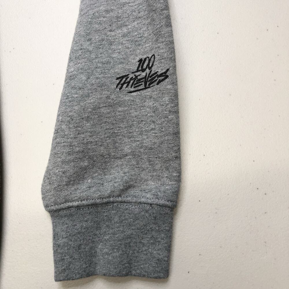 100 Thieves Hoodie Mens M Heavyweight Gray Sweatshirt Nadeshot Gaming Esports - Picture 6 of 8